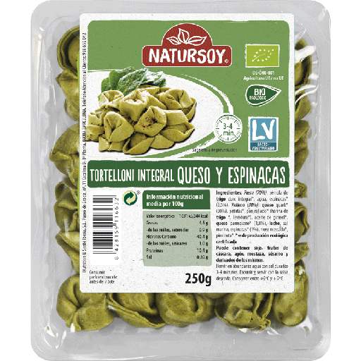 Natursoy- Tortelloni integrals formatge i espinacs